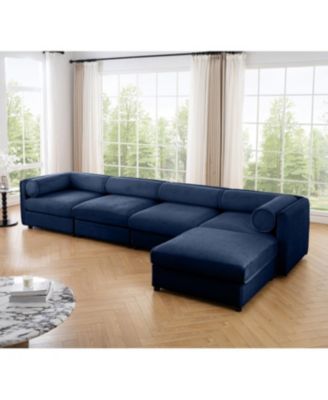 Streamdale Modular L-Shaped Blue 4-Seat Sofa with Storage & Deep Seating