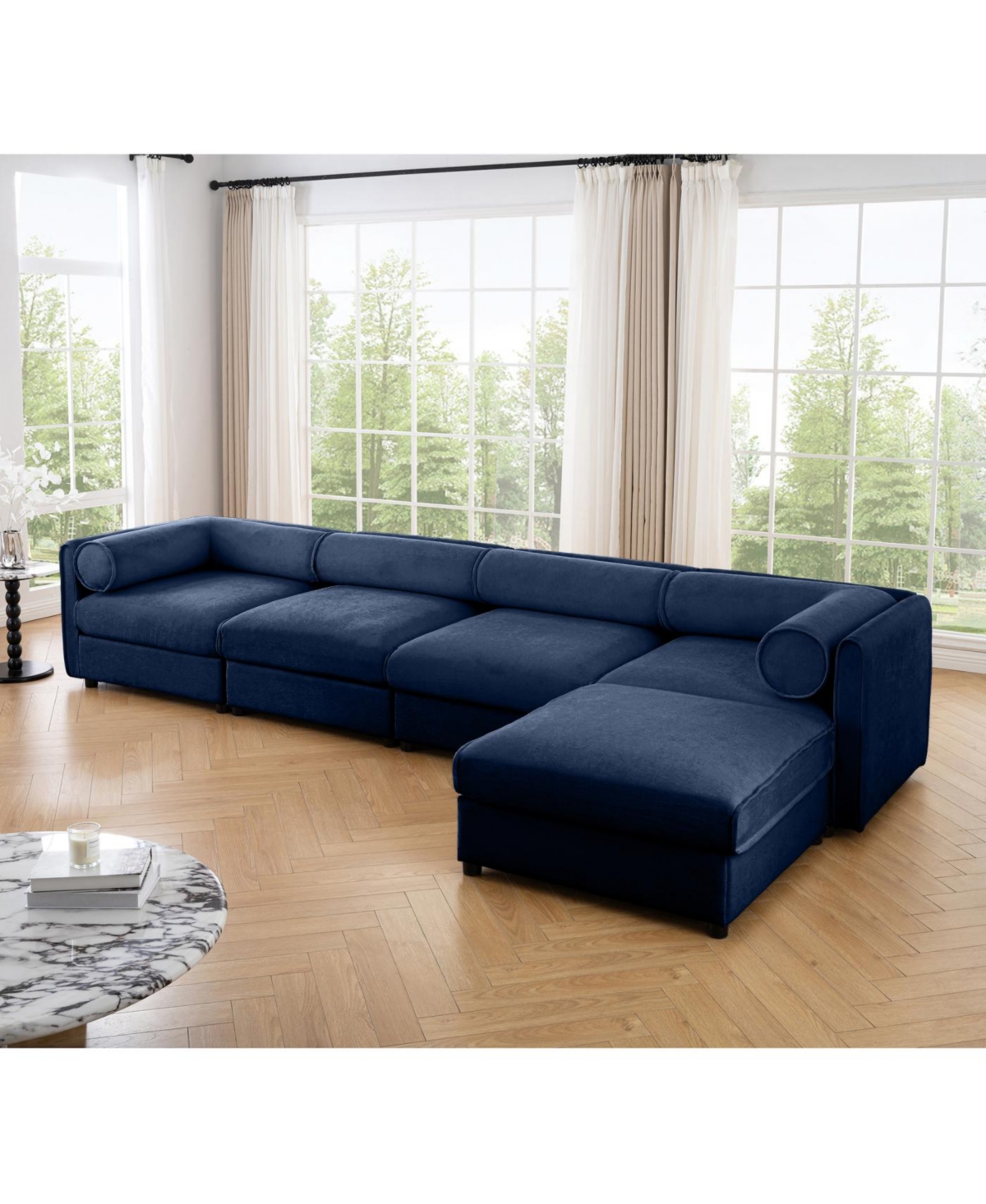 Streamdale Furniture Streamdale Modular L-Shaped Blue 4-Seat Sofa with Storage & Deep Seating