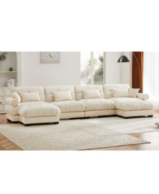 U-Shaped Sectional Sofa Cloud Couch with Movable Ottomans, Convertible 4 Seater