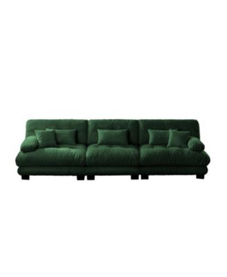 3-Seater Chenille Modular Sectional Sofa - Soft & Comfy Living Room Furniture, Green