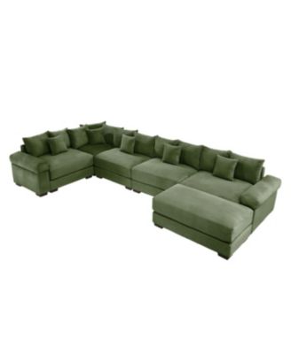 Streamdale Oversized Cloud Modular Sectional Couch with Ottoman, Green