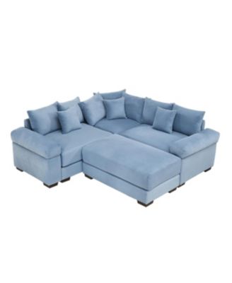 Streamdale Oversized Cloud Modular Sectional Couch with Ottoman, Blue