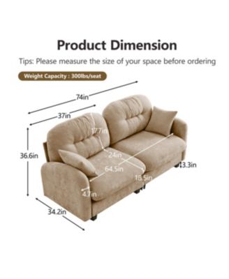 Streamdale Loveseat Cloud Sectional Couch, Chenille Fabric, Tufted, Ergonomic, Camel