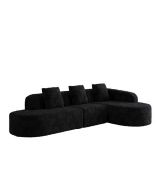Streamdale L-shaped curved modular sofa, modern design, lychee-textured polyester fabric, curved backrest