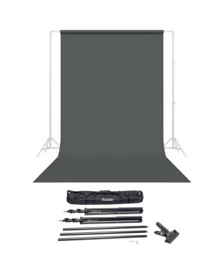 Thunder Gray Widetone Seamless Background Paper 86" x 36' with Flashpoint 10' Air-Cushioned Background Support System Bundle