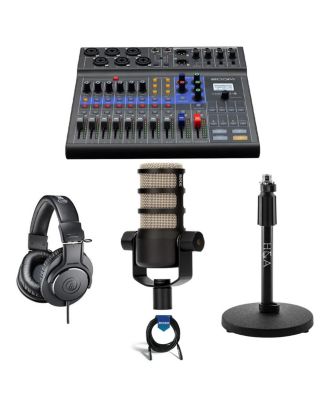 LiveTrak L-8 Mixer & Recorder Bundle with Rode PodMic, Swing Arm & ATH-M20x Headphones