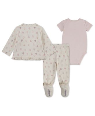 Baby Girls' Bodysuit, Cardigan Jacket, and Pants, 3-Piece Set