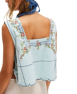 Women's Sleeveless Garden Wall Embroidery Top