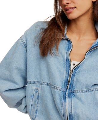 Women's Birdie Front-Zip Collared Denim Jacket