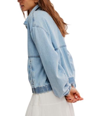 Women's Birdie Front-Zip Collared Denim Jacket