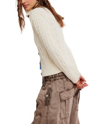 Women's Cable Collar Cardigan Sweater