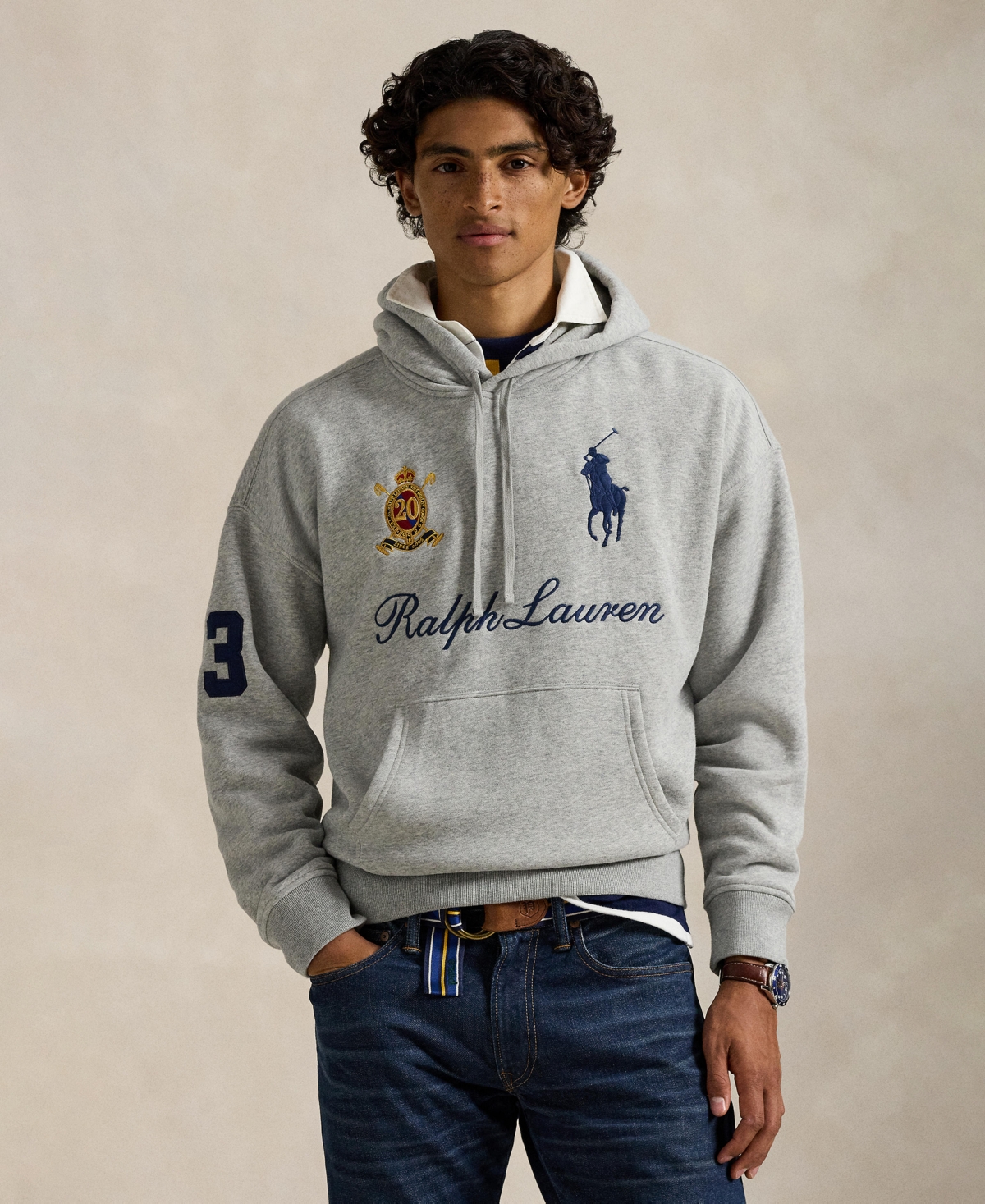 Polo Ralph Lauren Men's Big Pony 20th Anniversary Long Sleeve Hoodie In Gray