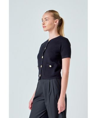 Women's Short Sleeve Button-Up Cardigan