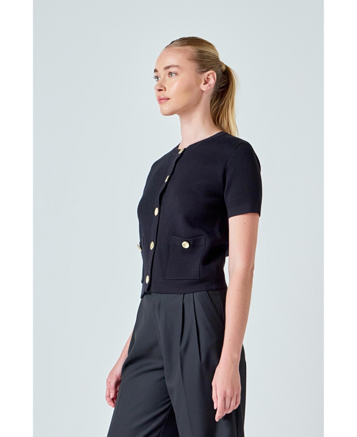 endless rose Women's Short Sleeve Button-Up Cardigan