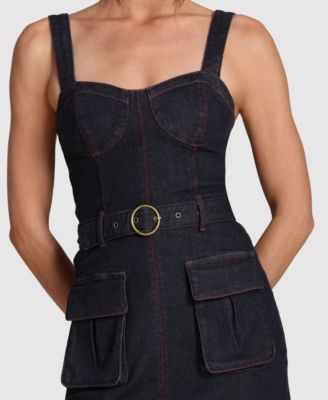 Women's Utility Sweetheart Neck Mini Dress