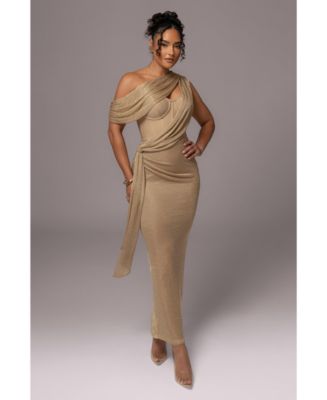 knee length dresses for ladies Gold Celestina Draped Maxi Dress main image 1