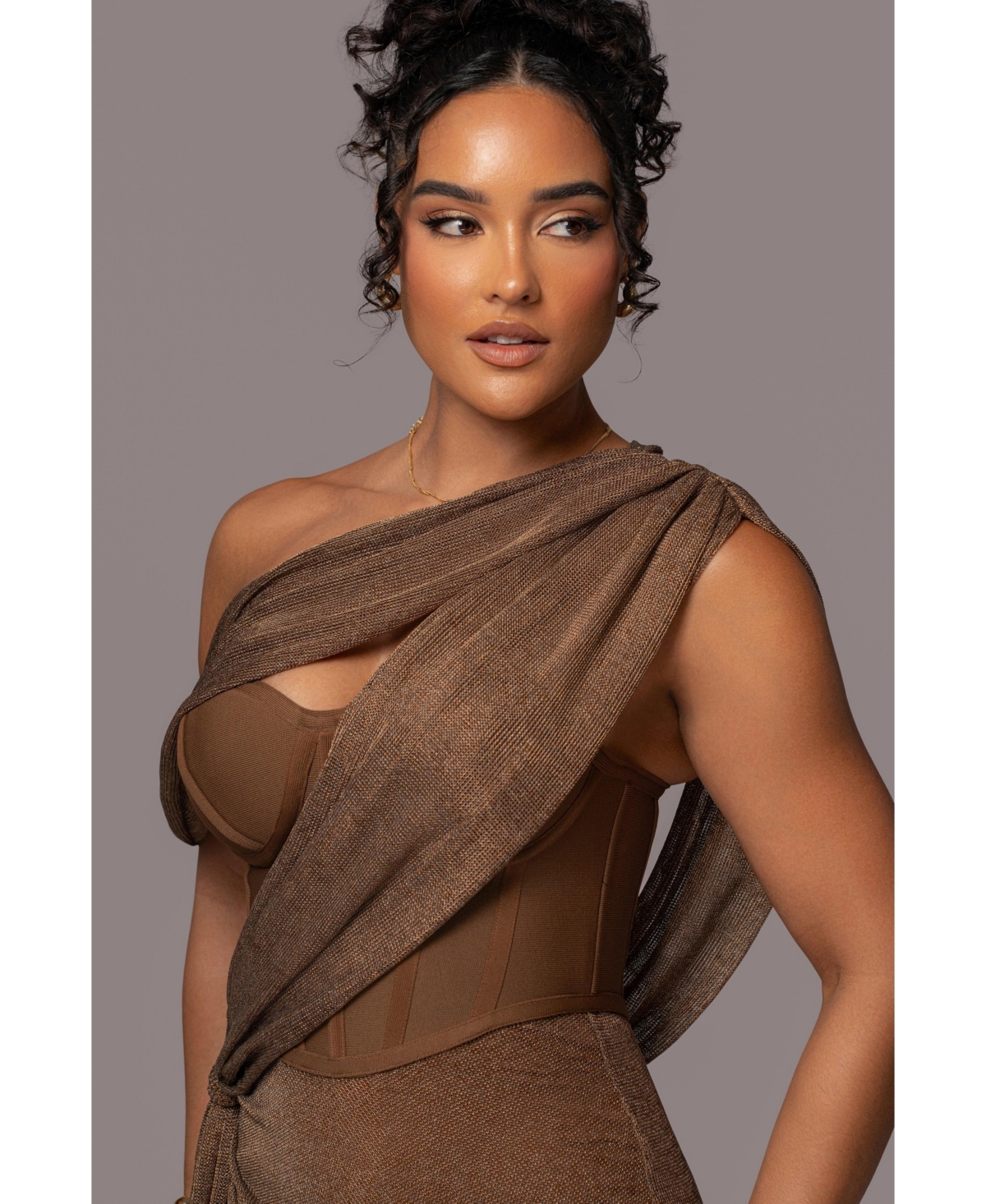 Jluxlabel Women's Metallic Celestina Draped Maxi Dress