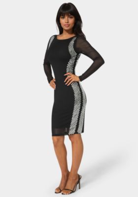 Women's BodyCon Embellished Knee Length Dress