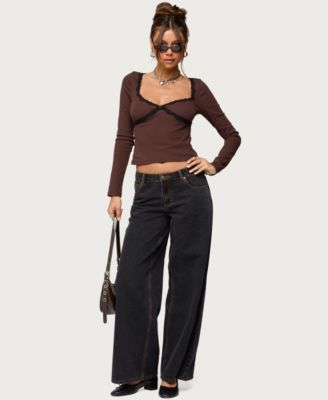 Women's Porta Contrast Lacey Top