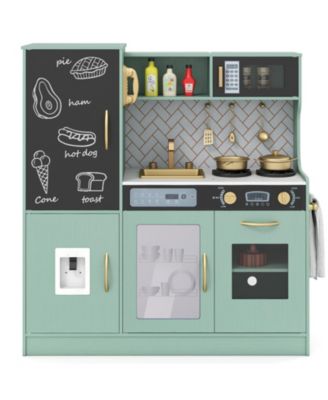 Pretend Play Kitchen Set with Cooking Utensils for Kids Ages 3+ - Green