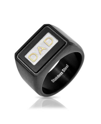 Large Square Word DAD Signet Band Ring Stainless Steel