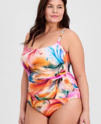 Plus Size Scoop Neck One-Piece Swimsuit