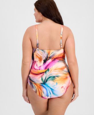 Plus Size Scoop Neck One-Piece Swimsuit