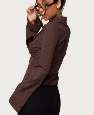 Women's Pinstripe Tailored Button Up Shirt