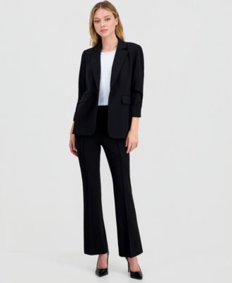 Women's One-Button Scrunched-Sleeve Jacket & High-Rise Flared-Leg Pants, Macy's Exclusive