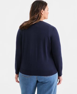 Style & Co Plus Size Button-Front Long-sleeve Cardigan