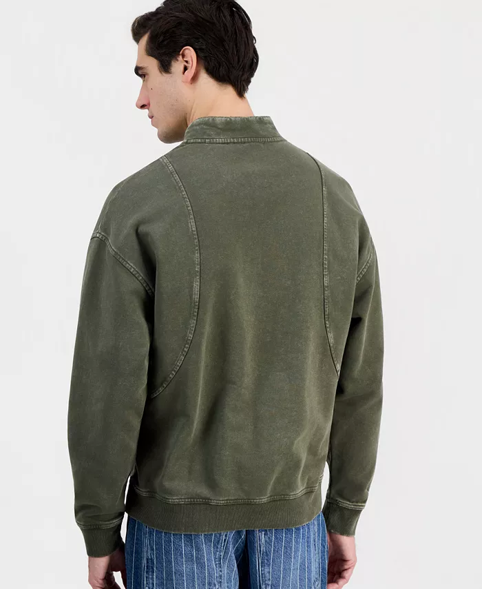 Men's Distressed Logo Quarter-Zip Sweater - thumbnail 6
