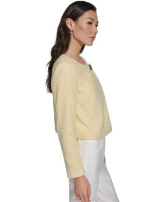 Women's Collarless Tweed Jacket