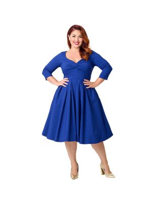 Plus Size 1950s Front Twist Swing Dress
