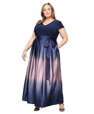 Plus Size Short-Sleeve Ball Gown