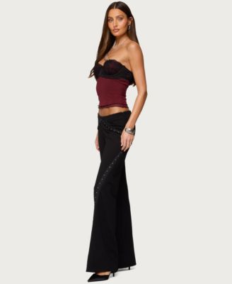 Women's Contrast Lacey Mesh Bra Top