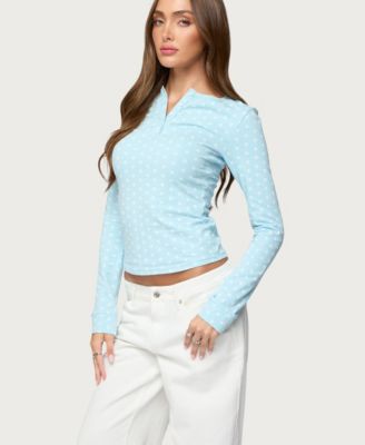 Women's Keana Polka Dot Henley Top
