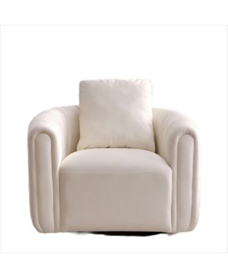 1 Pc Upholstered 360° Swivel Comfy Accent Barrel Armchair