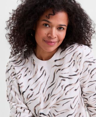 Women's Printed Fleece Crewneck Sweatshirt