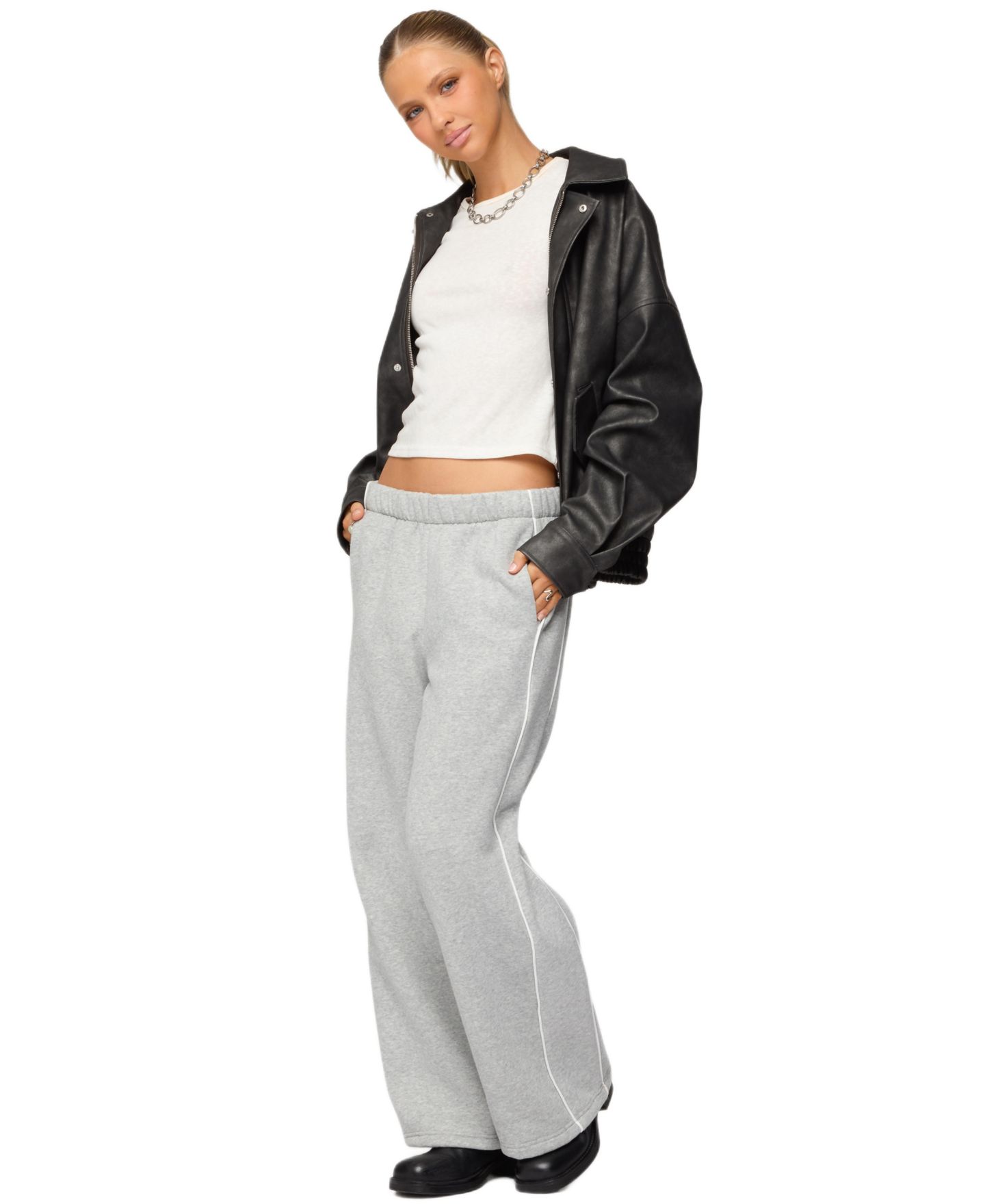 Женские брюки Edikted Autumn Sweatpants, цвет: Серый меланжевый — фото 3