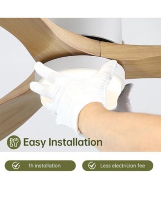 52-inch Modern White 3-Blade Light Ceiling Fan with Remote Control and Supporting Mobile Device Connection