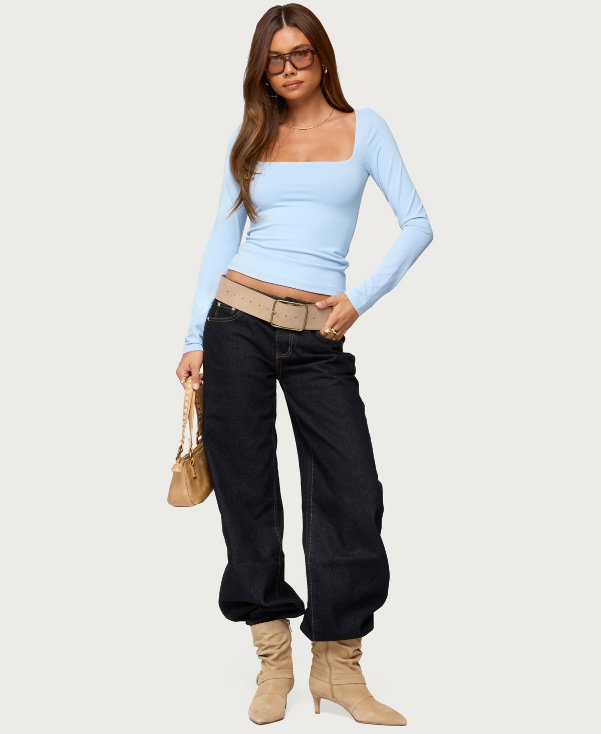 Edikted Women's Lovie Fitted Square Neck Top