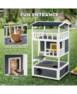 Feral Cat House, Outdoor Kitten Condo, w/ Asphalt Roof, Escape Door