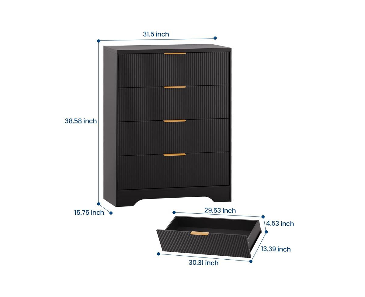 Fluted 5 Drawer Dresser for Bedroom