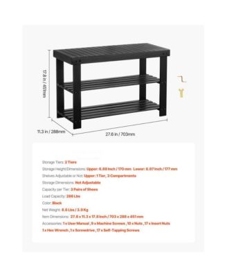 3-Tier Shoe Rack Bench for Entryway Shoe Storage Organizer