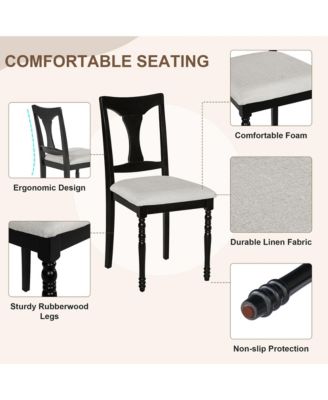 7-Piece Extendable Dining Set with 60-78 Inch Wood Table 6 Upholstered Chairs and Removable Leaf