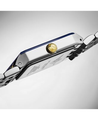 Empire Edge Two-Tone 4084 Rectangular Watch – Blue Dial Quartz Date Stainless Bracelet