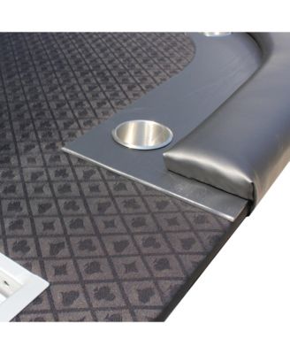 96Inch Oval Poker Table with Waterproof Felt and Nine Cup Holders Professional Texas Holdem Table with Dealer Chip Tray and Padded Armrests