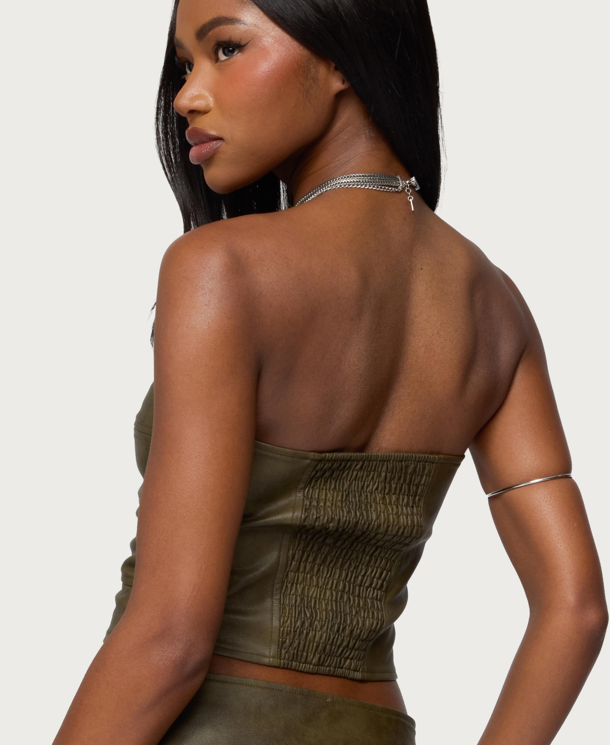 Edikted Women's Varley Buckle Cutout Faux Leather Top