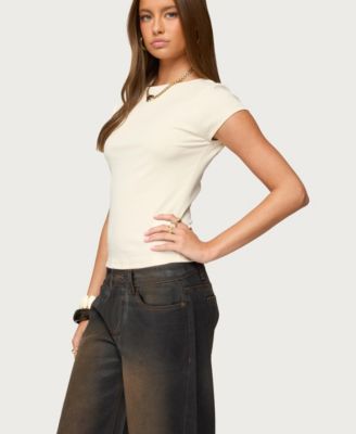 Women's Oliana Ribbed Boat Neck T Shirt