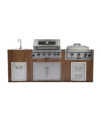 32" Built-In Gas Grill Outdoor Kitchen with Infrared Burner, Sink & Tool Set